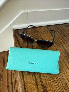 Tiffany & Co. Cat-Eye Sunglasses in Dark Blue with Gold Bridge